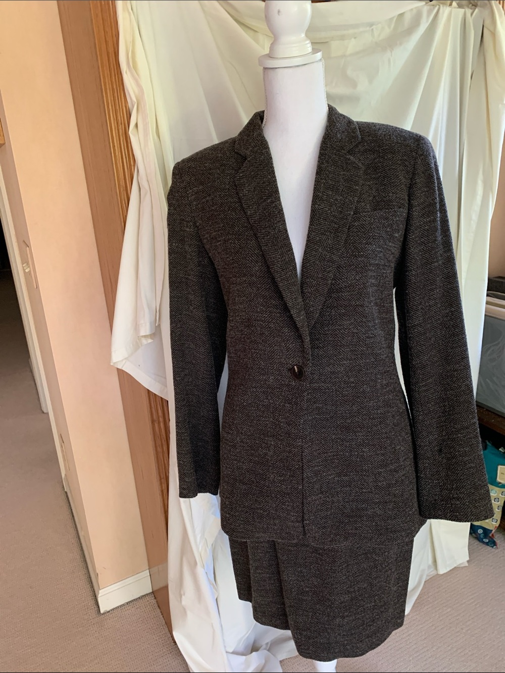 Classic Dark brown Skirt Suit - Single Button Blazer